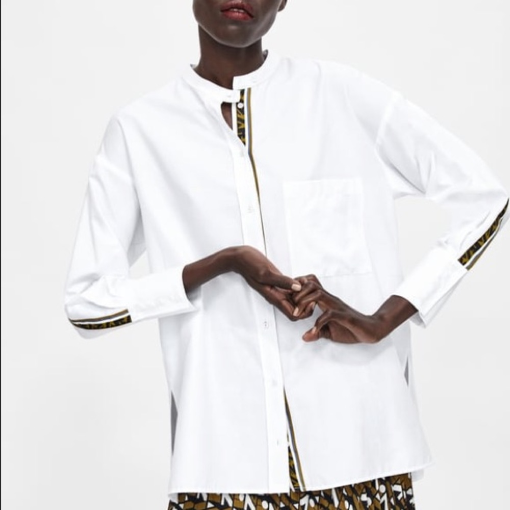 Zara Oversized Logo Print Shirt